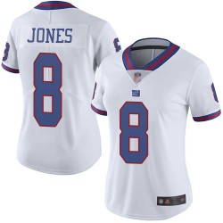 Limited Women's Daniel Jones White Jersey - #8 Football New York Giants Rush Vapor Untouchable