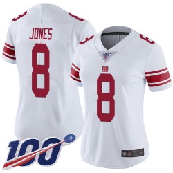 Limited Women's Daniel Jones White Road Jersey - #8 Football New York Giants 100th Season Vapor Untouchable