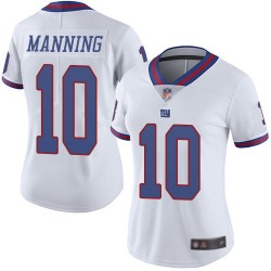 Limited Women's Eli Manning White Jersey - #10 Football New York Giants Rush Vapor Untouchable