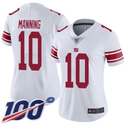 Limited Women's Eli Manning White Road Jersey - #10 Football New York Giants 100th Season Vapor Untouchable