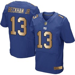 Elite Men's Odell Beckham Jr Royal/Gold Home Jersey - #13 Football New York Giants