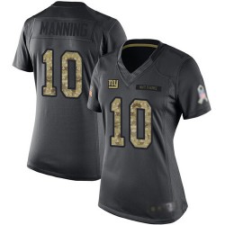Limited Women's Eli Manning Black Jersey - #10 Football New York Giants 2016 Salute to Service