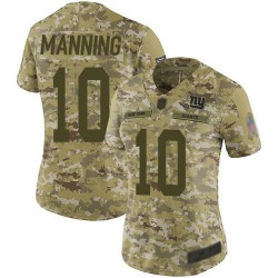 Limited Women's Eli Manning Camo Jersey - #10 Football New York Giants 2018 Salute to Service