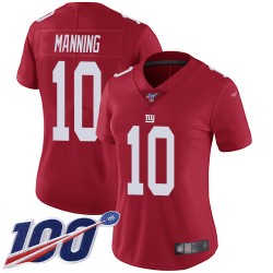 Limited Women's Eli Manning Red Jersey - #10 Football New York Giants 100th Season Inverted Legend