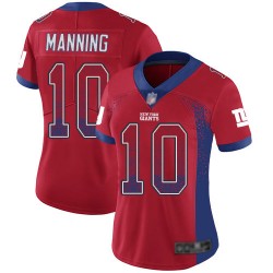 Limited Women's Eli Manning Red Jersey - #10 Football New York Giants Rush Drift Fashion
