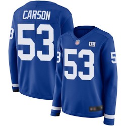 Limited Women's Harry Carson Royal Blue Jersey - #53 Football New York Giants Therma Long Sleeve