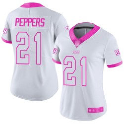 Limited Women's Jabrill Peppers White/Pink Jersey - #21 Football New York Giants Rush Fashion