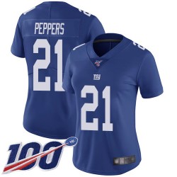 Limited Women's Jabrill Peppers Royal Blue Home Jersey - #21 Football New York Giants 100th Season Vapor Untouchable