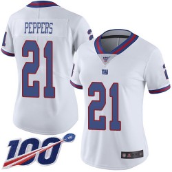Limited Women's Jabrill Peppers White Jersey - #21 Football New York Giants 100th Season Rush Vapor Untouchable