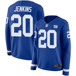 Limited Women's Janoris Jenkins Royal Blue Jersey - #20 Football New York Giants Therma Long Sleeve