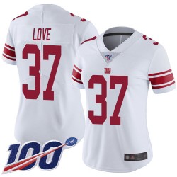 Limited Women's Julian Love White Road Jersey - #37 Football New York Giants 100th Season Vapor Untouchable