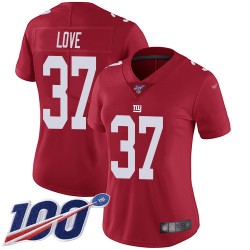Limited Women's Julian Love Red Jersey - #37 Football New York Giants 100th Season Inverted Legend