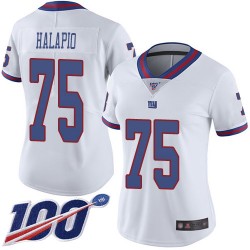 Limited Women's Jon Halapio White Jersey - #75 Football New York Giants 100th Season Rush Vapor Untouchable