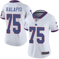 Limited Women's Jon Halapio White Jersey - #75 Football New York Giants Rush Vapor Untouchable