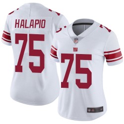 Limited Women's Jon Halapio White Road Jersey - #75 Football New York Giants Vapor Untouchable