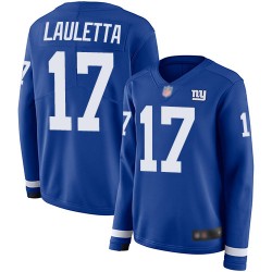 Limited Women's Kyle Lauletta Royal Blue Jersey - #17 Football New York Giants Therma Long Sleeve