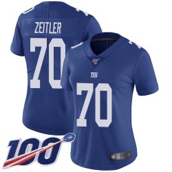 Limited Women's Kevin Zeitler Royal Blue Home Jersey - #70 Football New York Giants 100th Season Vapor Untouchable