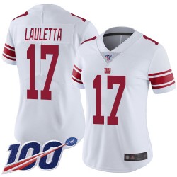 Limited Women's Kyle Lauletta White Road Jersey - #17 Football New York Giants 100th Season Vapor Untouchable