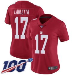 Limited Women's Kyle Lauletta Red Jersey - #17 Football New York Giants 100th Season Inverted Legend