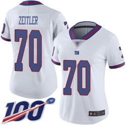 Limited Women's Kevin Zeitler White Jersey - #70 Football New York Giants 100th Season Rush Vapor Untouchable
