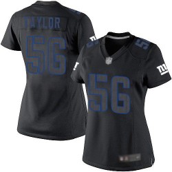 Limited Women's Lawrence Taylor Black Jersey - #56 Football New York Giants Impact