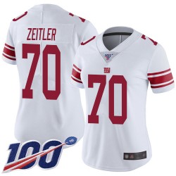Limited Women's Kevin Zeitler White Road Jersey - #70 Football New York Giants 100th Season Vapor Untouchable