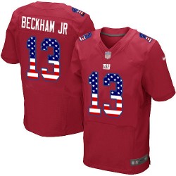 Elite Men's Odell Beckham Jr Red Alternate Jersey - #13 Football New York Giants USA Flag Fashion