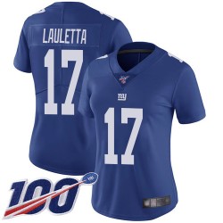 Limited Women's Kyle Lauletta Royal Blue Home Jersey - #17 Football New York Giants 100th Season Vapor Untouchable