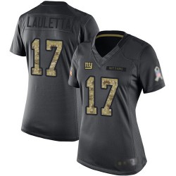 Limited Women's Kyle Lauletta Black Jersey - #17 Football New York Giants 2016 Salute to Service