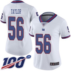 Limited Women's Lawrence Taylor White Jersey - #56 Football New York Giants 100th Season Rush Vapor Untouchable
