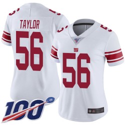Limited Women's Lawrence Taylor White Road Jersey - #56 Football New York Giants 100th Season Vapor Untouchable