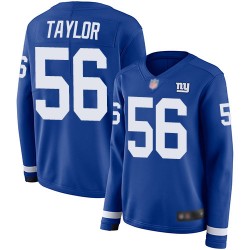 Limited Women's Lawrence Taylor Royal Blue Jersey - #56 Football New York Giants Therma Long Sleeve