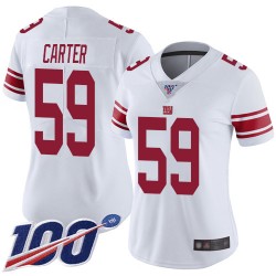 Limited Women's Lorenzo Carter White Road Jersey - #59 Football New York Giants 100th Season Vapor Untouchable