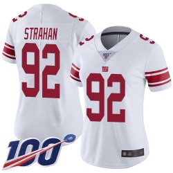 Limited Women's Michael Strahan White Road Jersey - #92 Football New York Giants 100th Season Vapor Untouchable