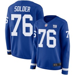 Limited Women's Nate Solder Royal Blue Jersey - #76 Football New York Giants Therma Long Sleeve