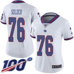 Limited Women's Nate Solder White Jersey - #76 Football New York Giants 100th Season Rush Vapor Untouchable