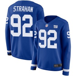 Limited Women's Michael Strahan Royal Blue Jersey - #92 Football New York Giants Therma Long Sleeve