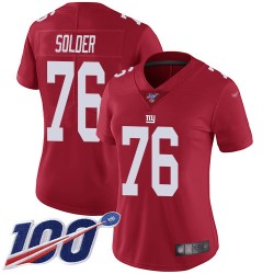 Limited Women's Nate Solder Red Jersey - #76 Football New York Giants 100th Season Inverted Legend