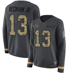 Limited Women's Odell Beckham Jr Black Jersey - #13 Football New York Giants Salute to Service Therma Long Sleeve