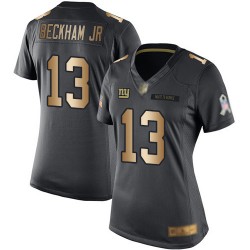 Limited Women's Odell Beckham Jr Black/Gold Jersey - #13 Football New York Giants Salute to Service