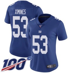 Limited Women's Oshane Ximines Royal Blue Home Jersey - #53 Football New York Giants 100th Season Vapor Untouchable