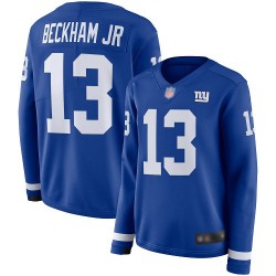Limited Women's Odell Beckham Jr Royal Blue Jersey - #13 Football New York Giants Therma Long Sleeve