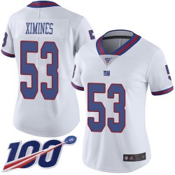 Limited Women's Oshane Ximines White Jersey - #53 Football New York Giants 100th Season Rush Vapor Untouchable