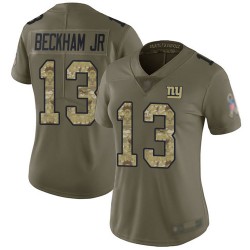 Limited Women's Odell Beckham Jr Olive/Camo Jersey - #13 Football New York Giants 2017 Salute to Service