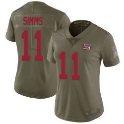 Limited Women's Phil Simms Olive Jersey - #11 Football New York Giants 2017 Salute to Service