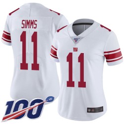 Limited Women's Phil Simms White Road Jersey - #11 Football New York Giants 100th Season Vapor Untouchable