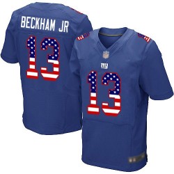 Elite Men's Odell Beckham Jr Royal Blue Home Jersey - #13 Football New York Giants USA Flag Fashion