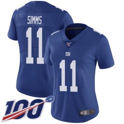 Limited Women's Phil Simms Royal Blue Home Jersey - #11 Football New York Giants 100th Season Vapor Untouchable
