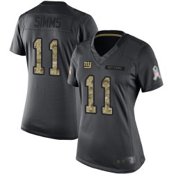 Limited Women's Phil Simms Black Jersey - #11 Football New York Giants 2016 Salute to Service