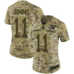Limited Women's Phil Simms Camo Jersey - #11 Football New York Giants 2018 Salute to Service